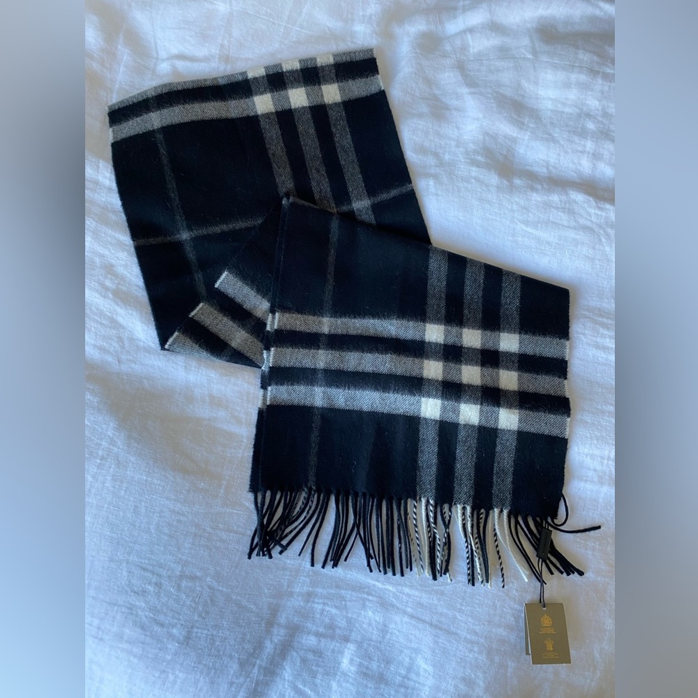 Burberry Classic Check Cashmere Scarf - Black (NWT)